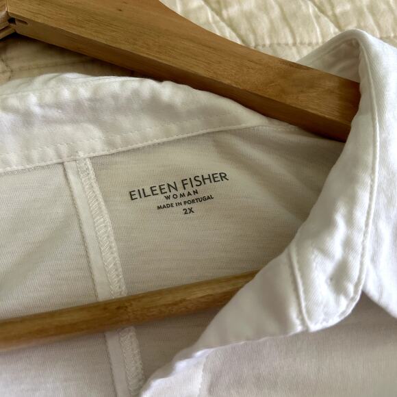 Eileen Fisher White Organic Cotton Poplin Boxy button Up Minimalist Top Size 2X - Picture 10 of 10